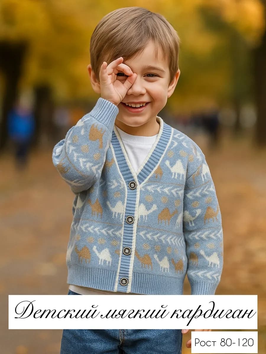 Детский кардиган теплый на пуговицах