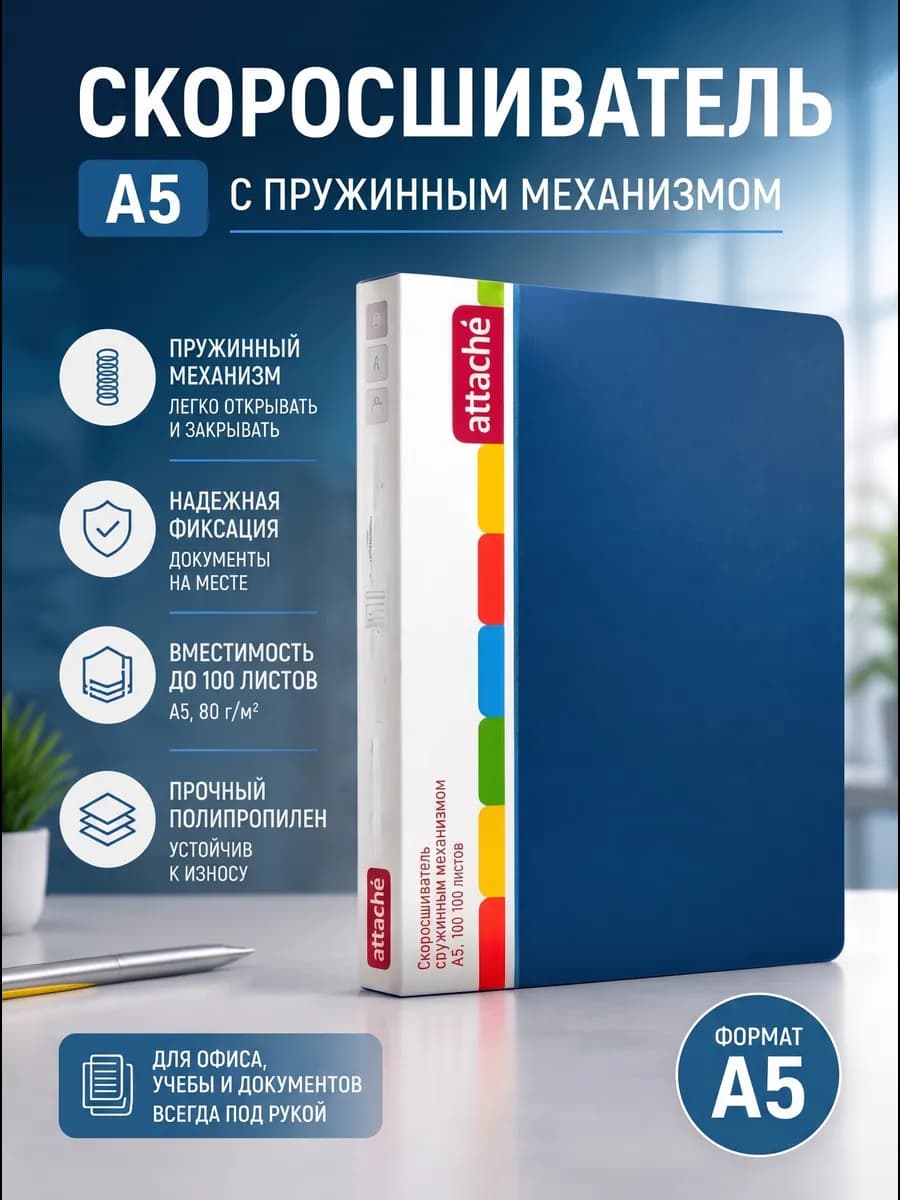Папка скоросшиватель A5 с пружинным механизмом