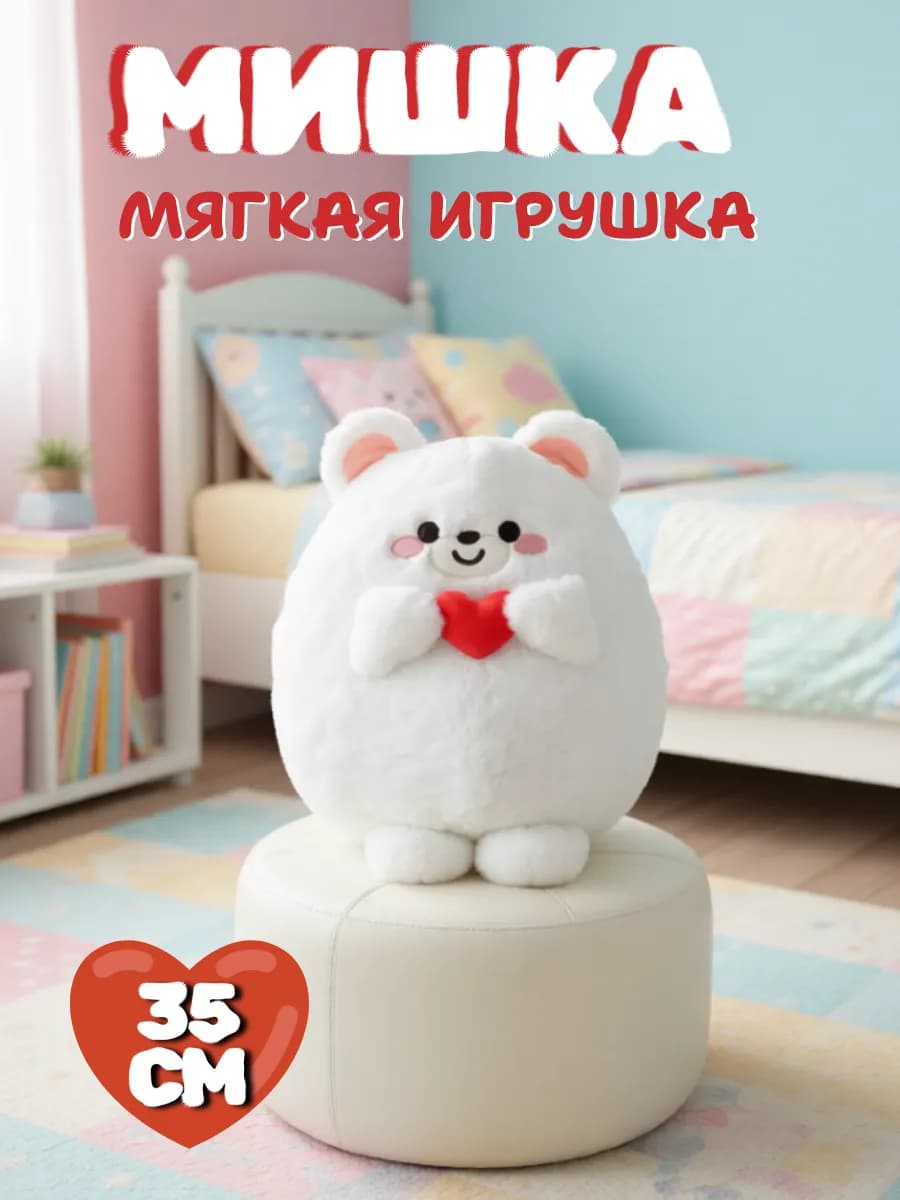 Мягкая игрушка Мишка с сердцем 35 см