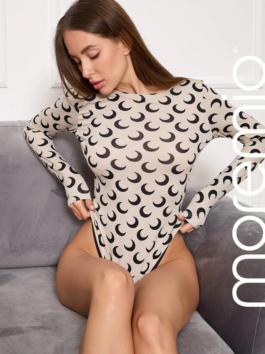 Боди с длинным рукавом и принтом - фото 1