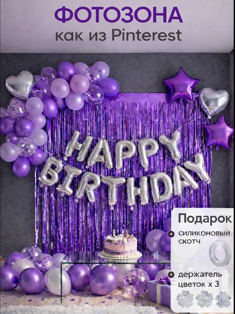 Воздушные шары Happy Birthday фотозона День Рождения