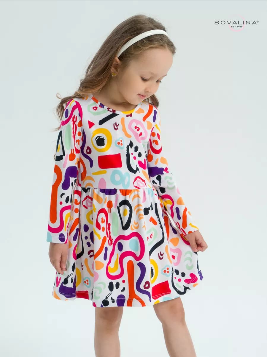 Платье в садик длинный рукав