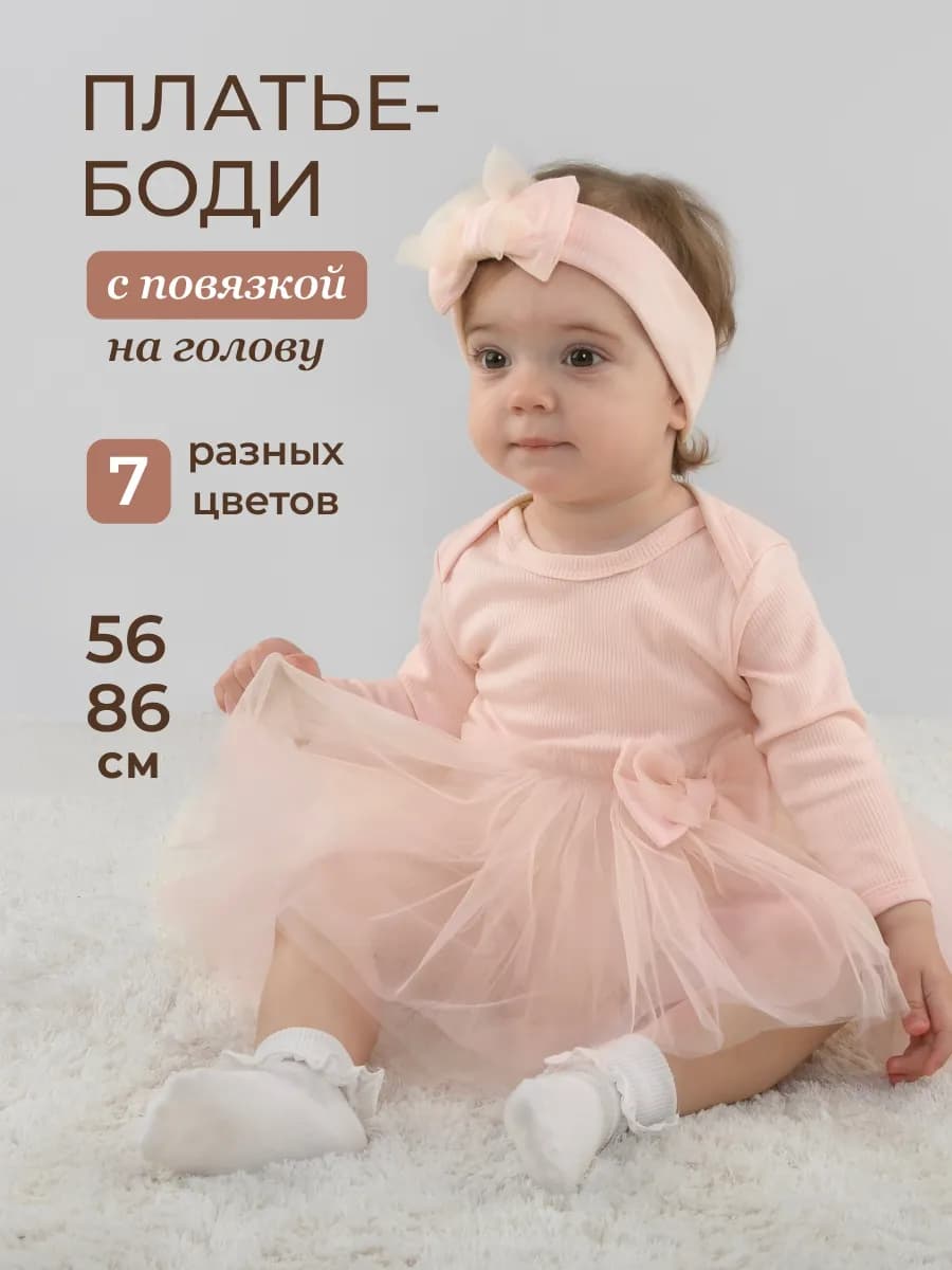 Платье боди для малышки нарядное с пышной юбкой из фатина
