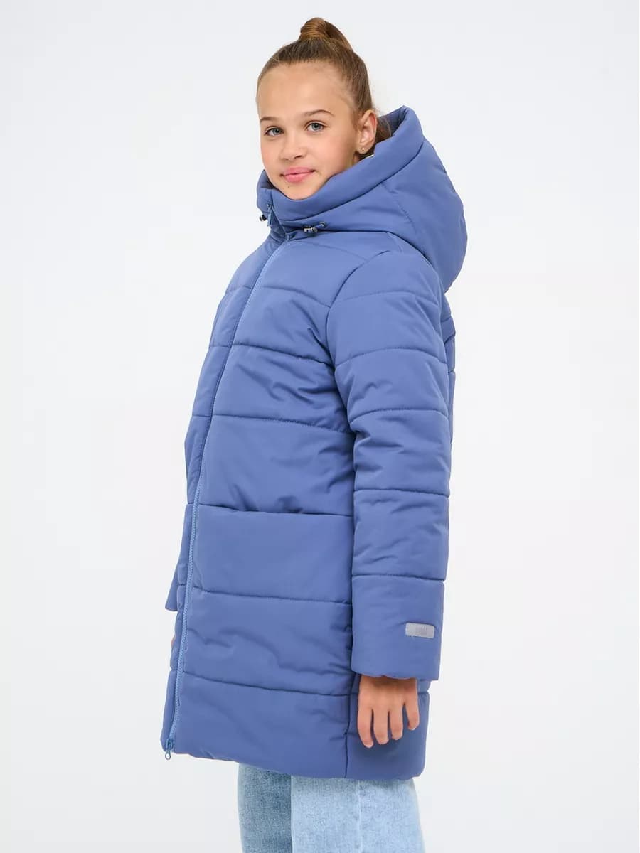 Куртка стеганая удлиненная зимняя с капюшоном