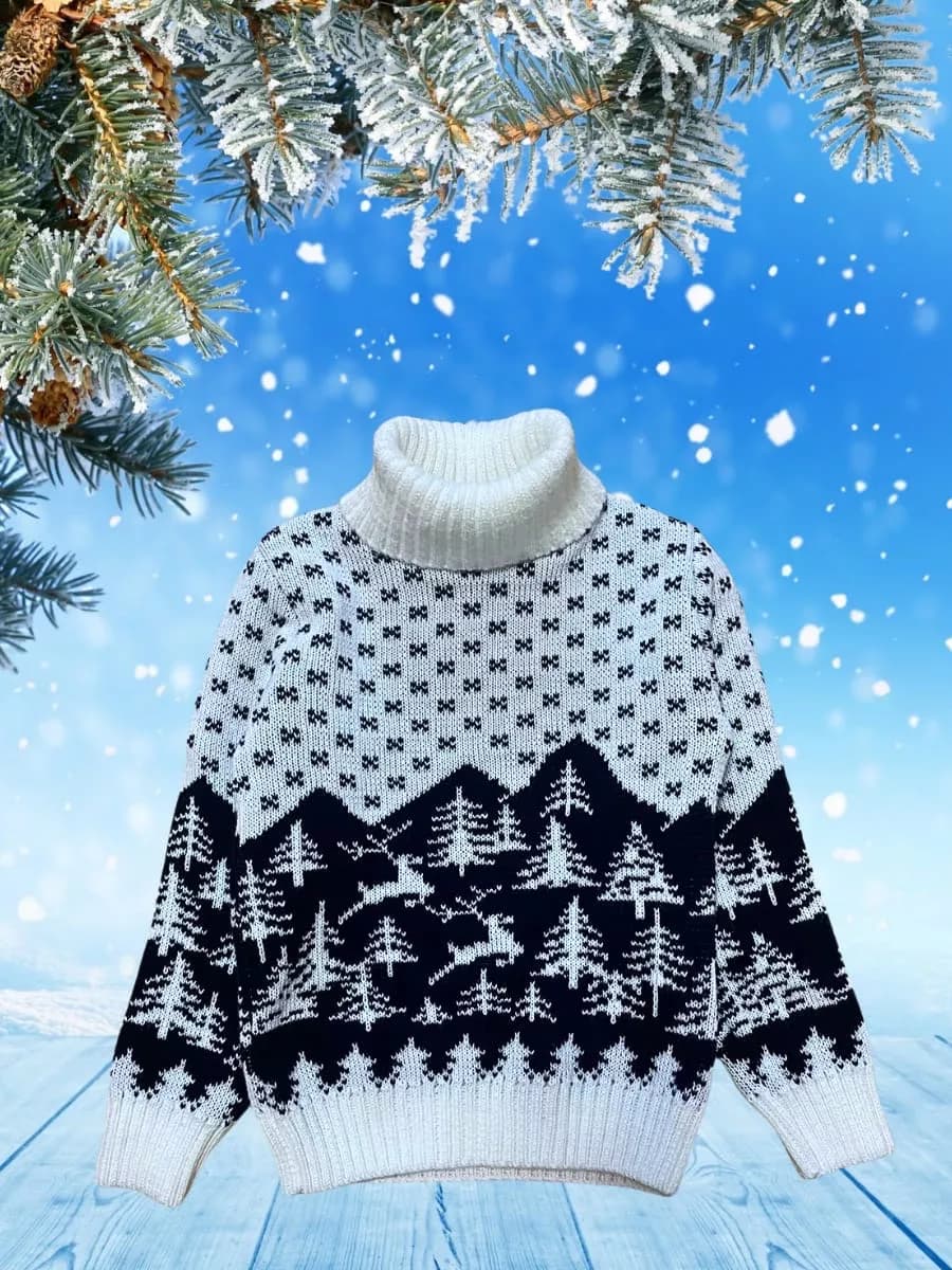 Свитер Новогодний вязаный с горлом