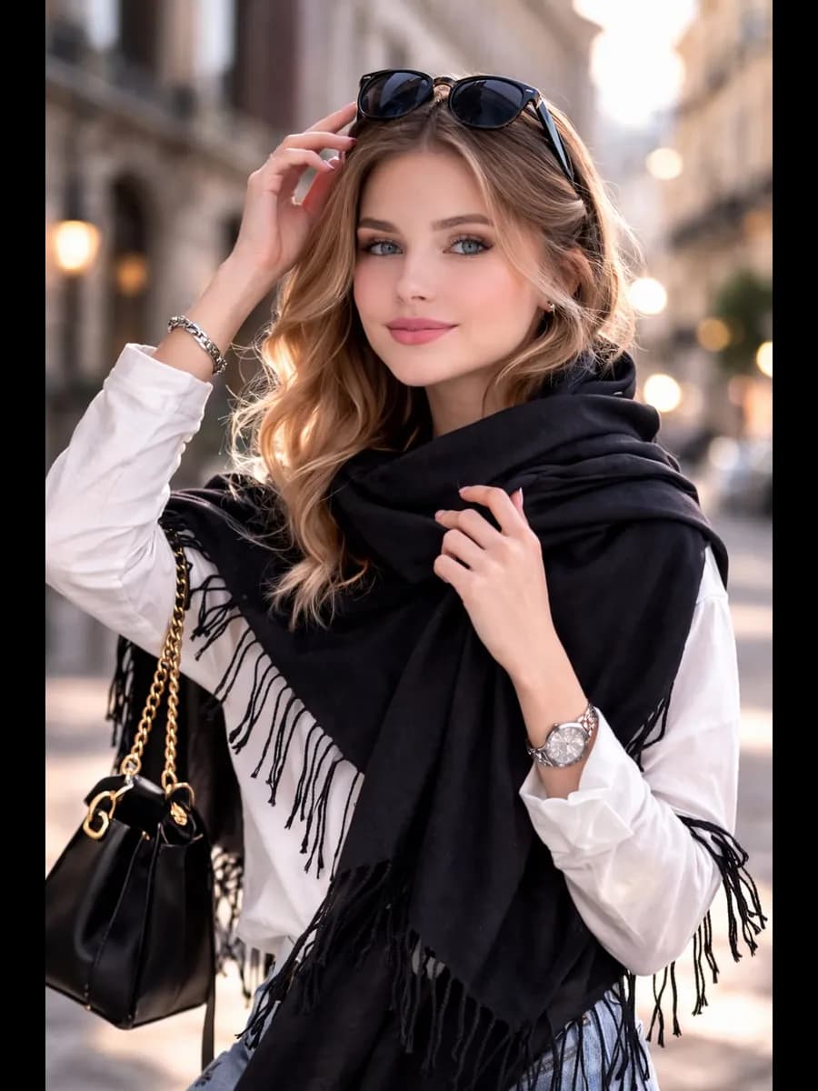 Платок теплый на голову и шею шарф 100 на 100