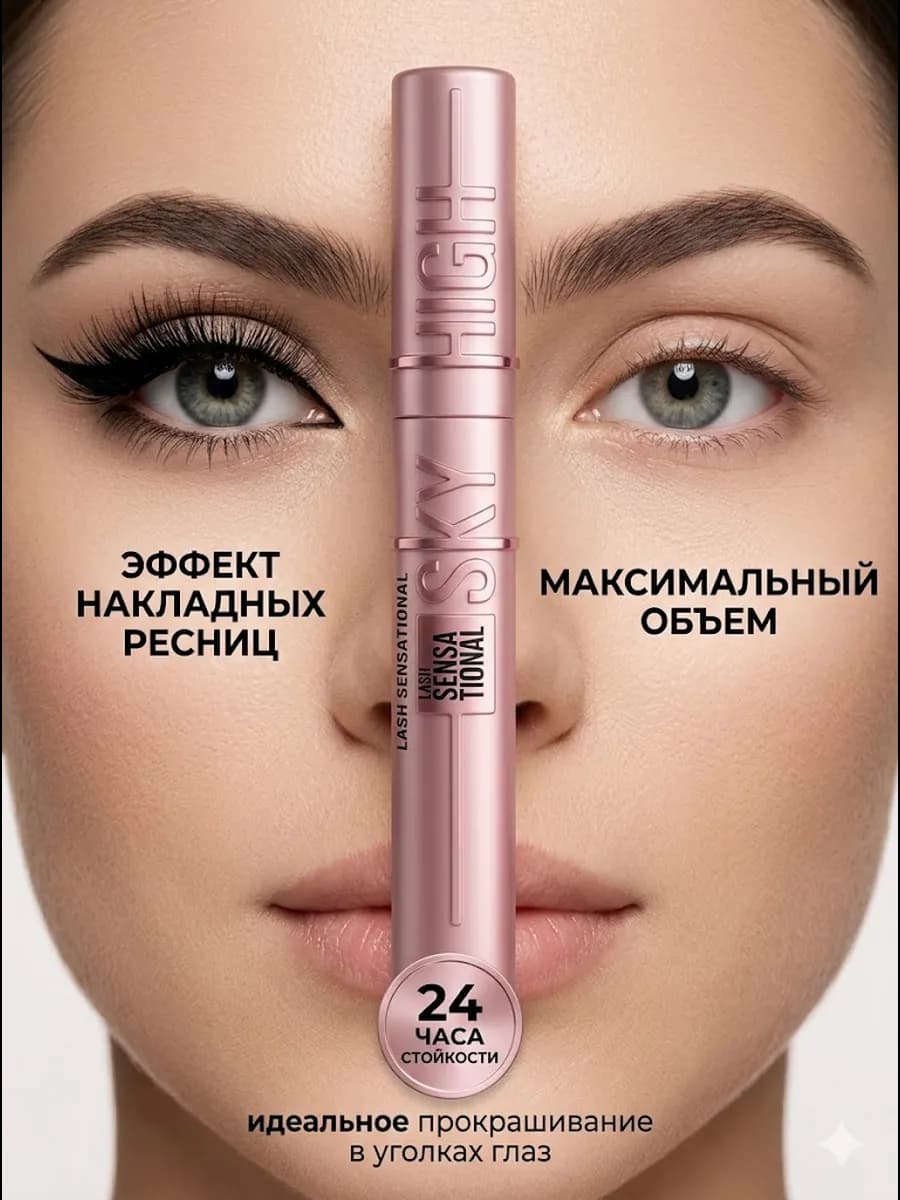 Тушь для ресниц черная водостойкая удлиняющая объемная XXL