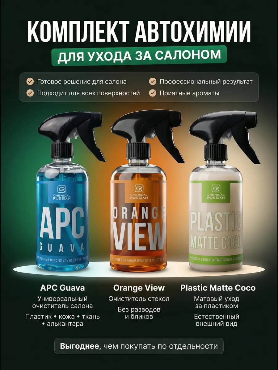 Набор автохимии - APC Guava+Orange View+Plastic Matte Coco