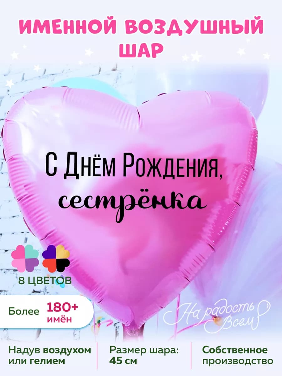 Воздушный шарик сестре на день рождения