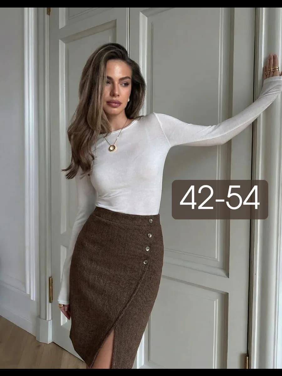 Юбка трикотажная миди офисная - фото 1