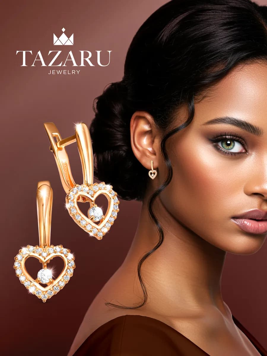 Серьги золотые сердечки Серебро 925 позолоченные - фото 1