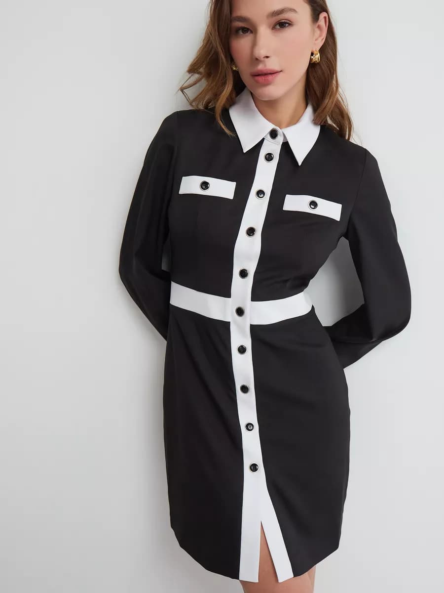 Платье рубашка нарядное офисное - фото 1