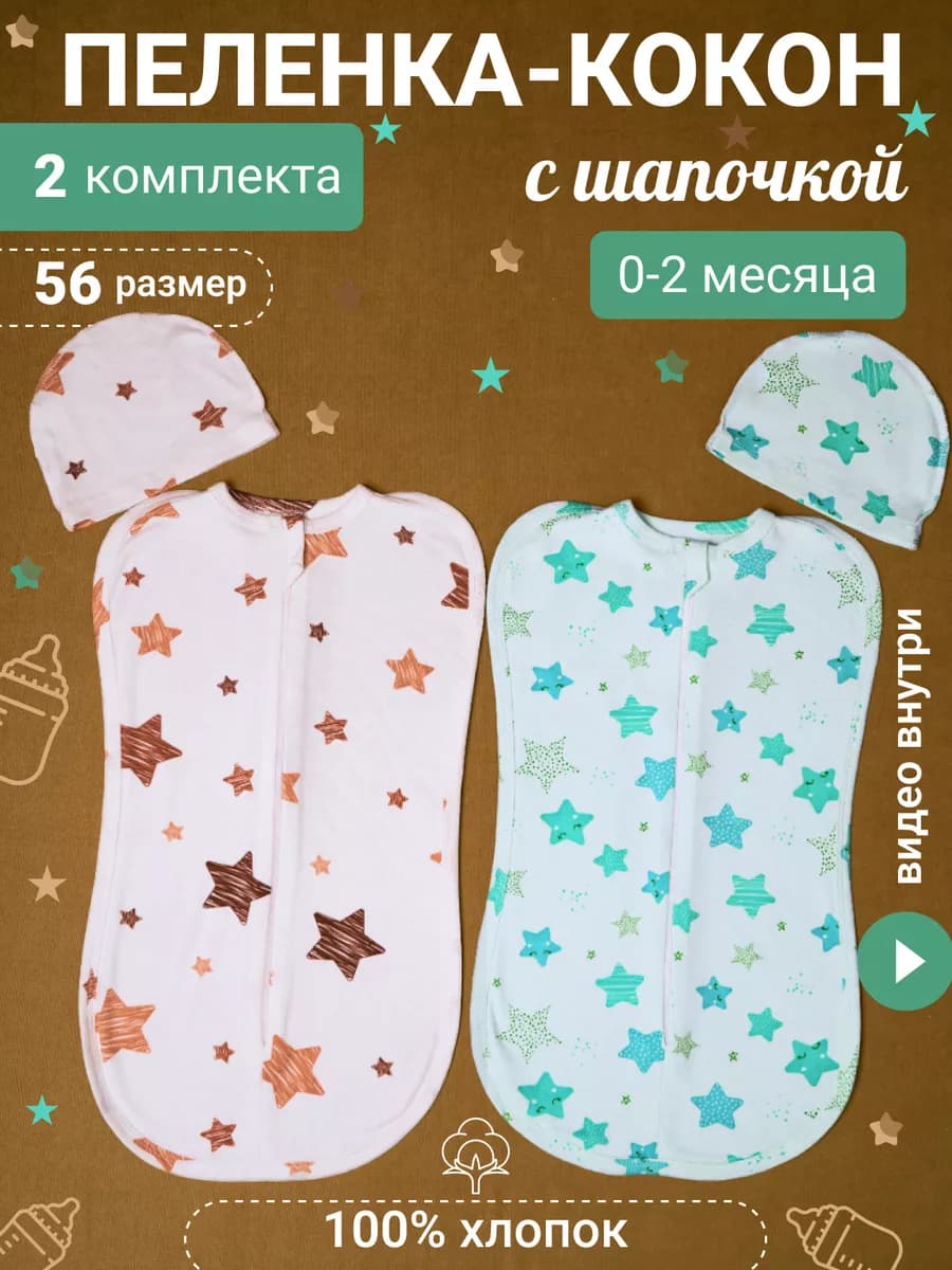 Пеленка кокон для новорожденных на молнии