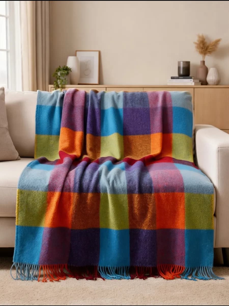 Плед шерстяной 120х180 см на диван кровать