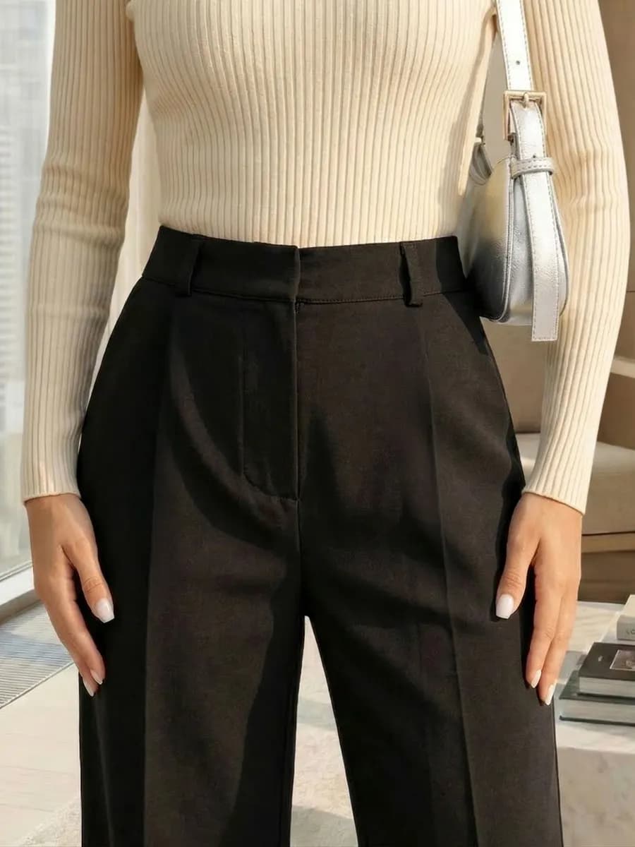 Брюки палаццо классические прямые с высокой посадкой