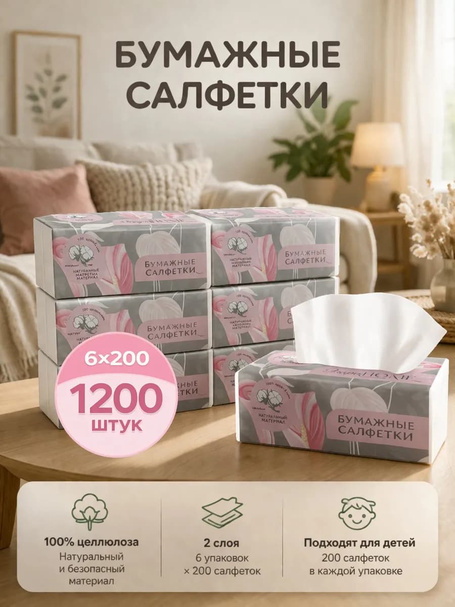 Салфетки бумажные на стол 1200 шт