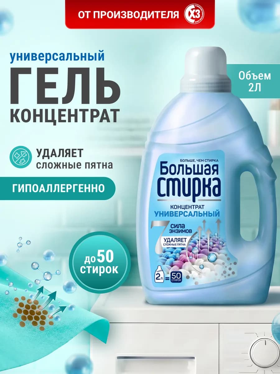 Гель для стирки 2 литра с пятновыводителем