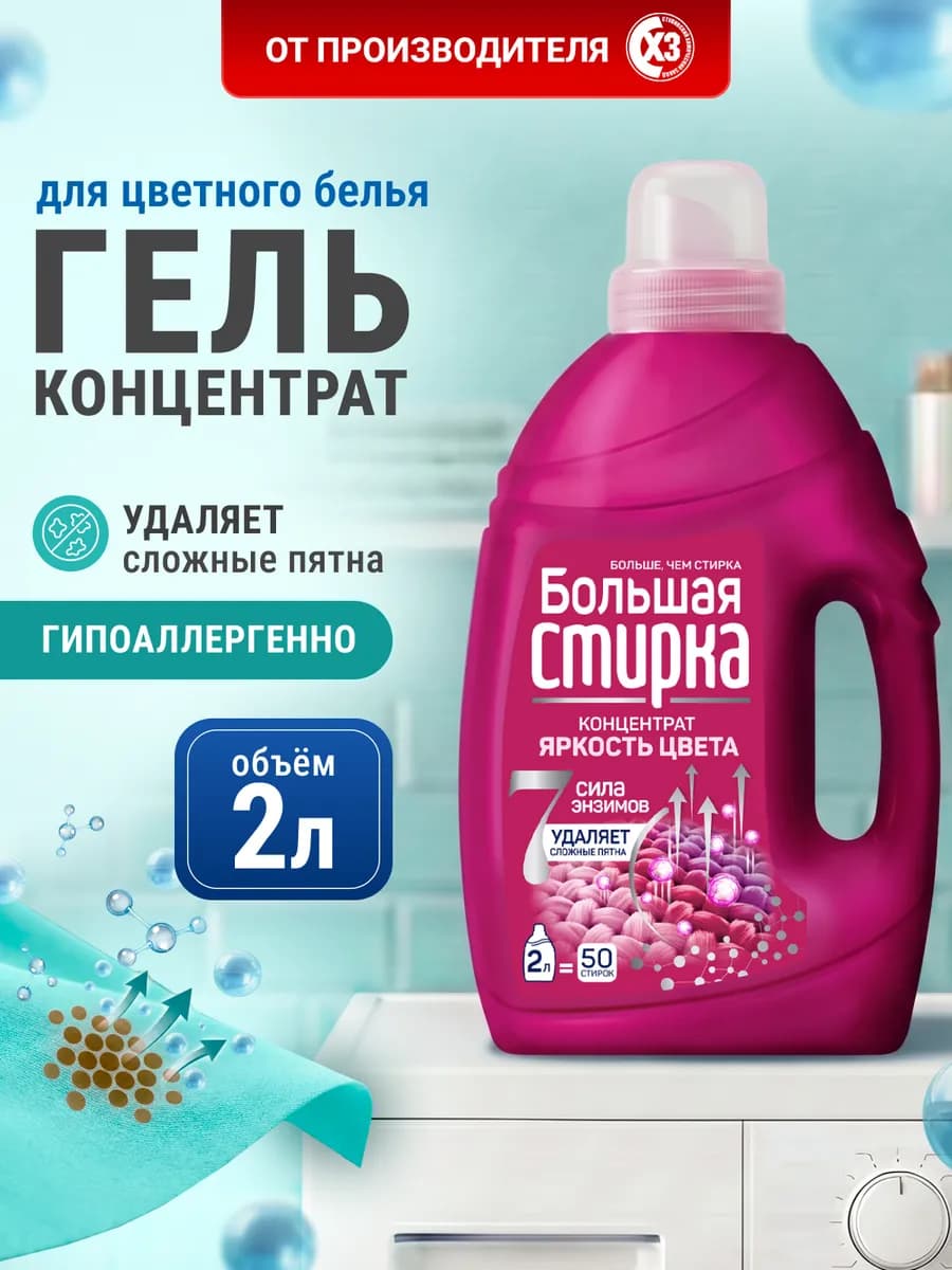 Гель для стирки 2 литра для цветного белья
