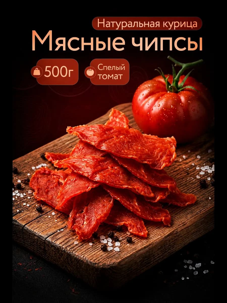 Мясные чипсы из курицы со вкусом томата 500 г