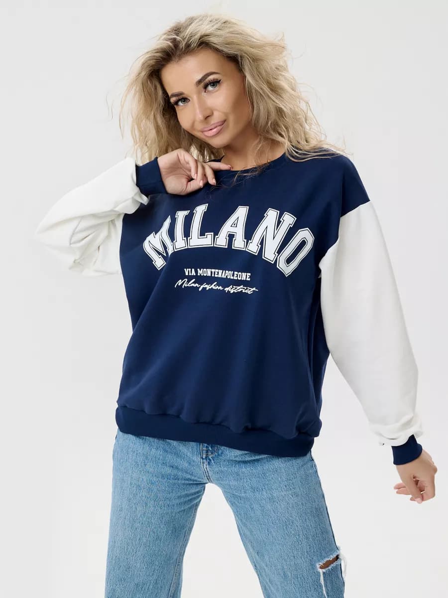 Свитшот оверсайз хлопковый трикотажный