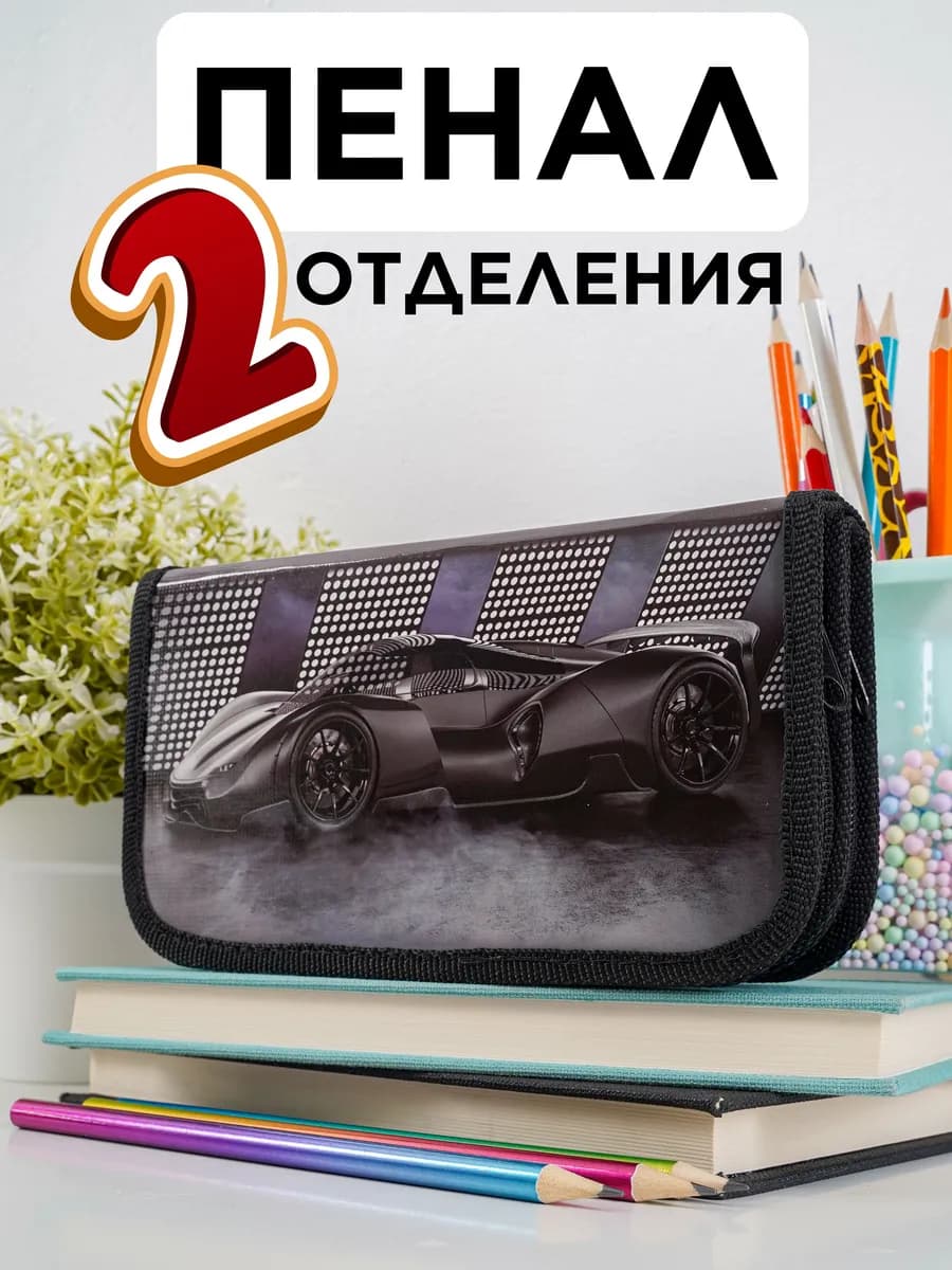 Пенал 2 отделения школьный большой