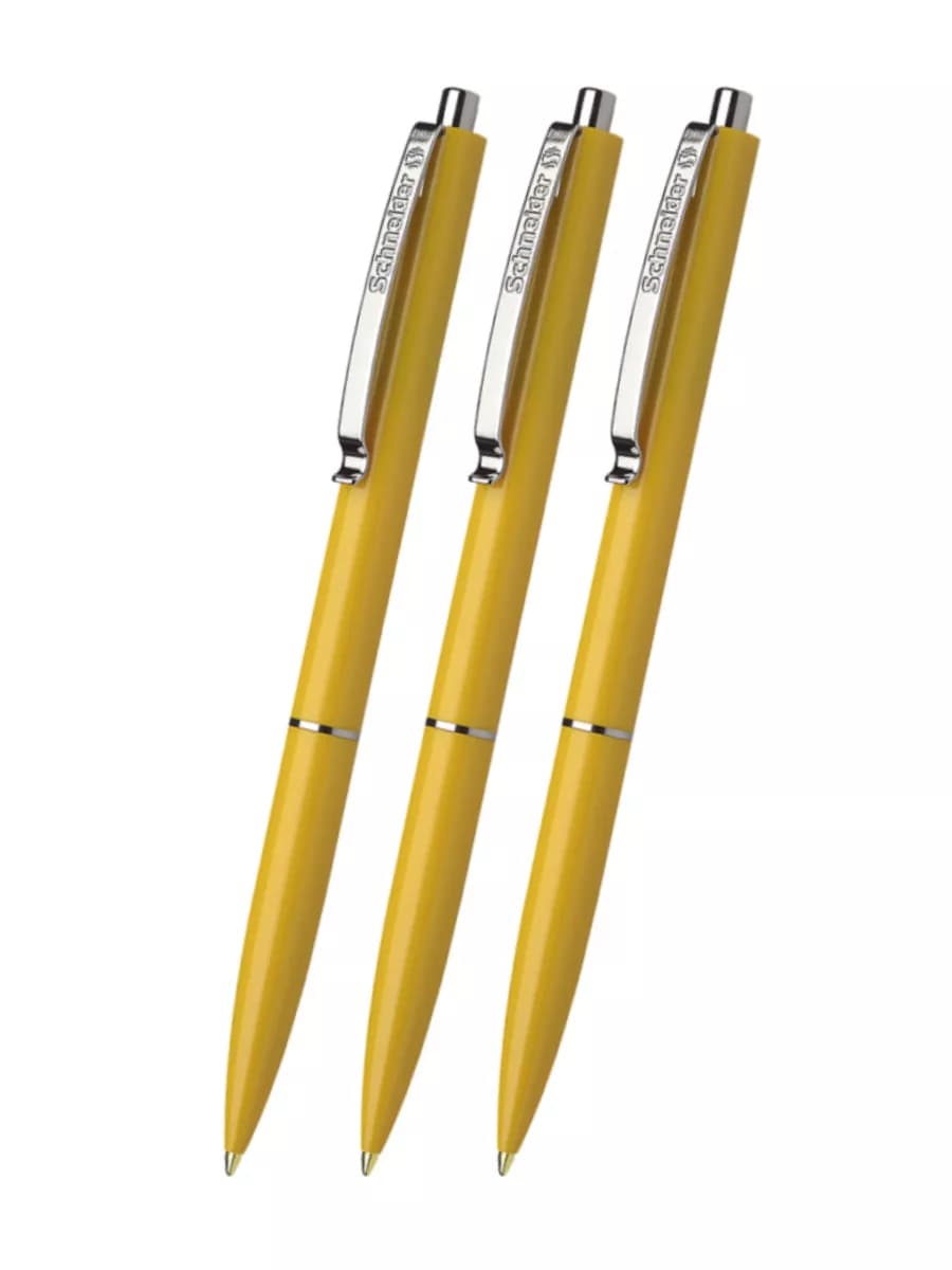 Ручка шариковая 3 шт "K15", синяя корпус жeлтый, 1.0 мм