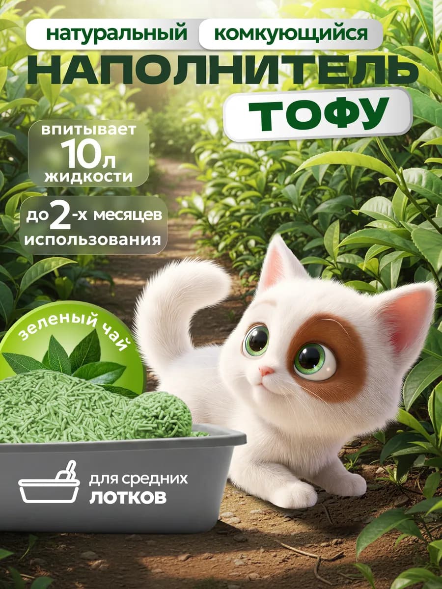 Наполнитель для кошачьего туалета комкующийся тофу 10 л