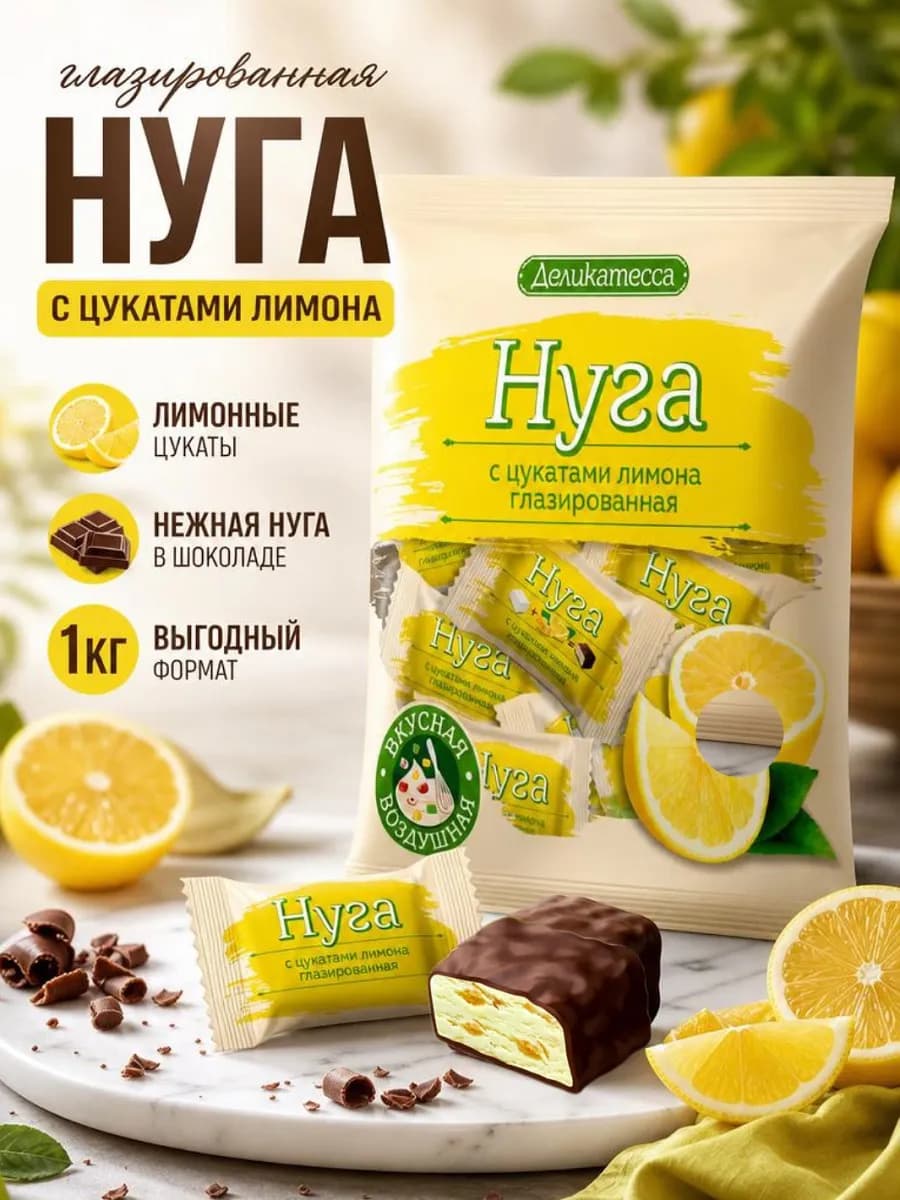 Конфеты Нуга c цукатами лимона 1 кг