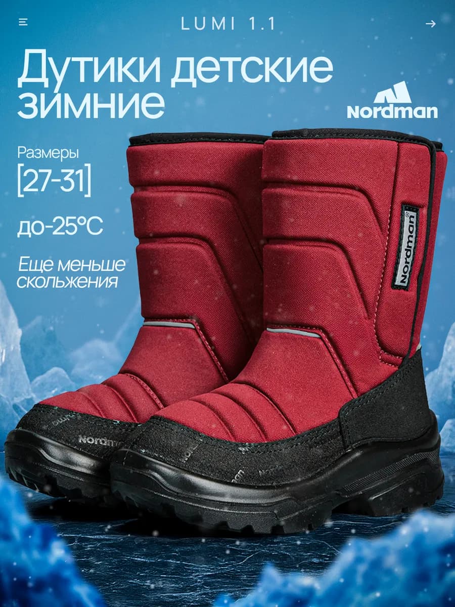 Дутики ботинки Lumi на новой подошве с липучкой дошкольные