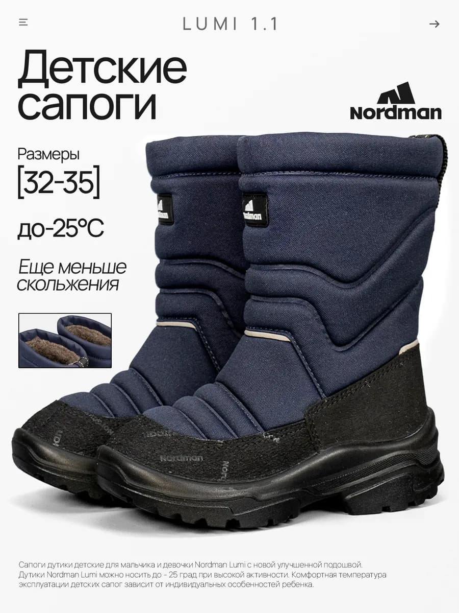 Дутики Lumi на новой подошве без липучки школьные