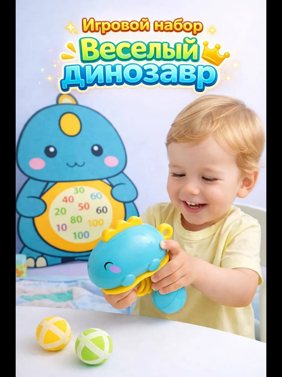 Игровой набор дартс Весёлый динозавр - фото 1