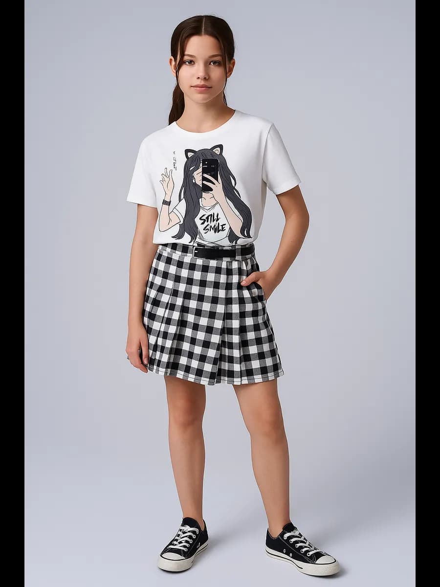 Футболка молочная с принтом хлопковая