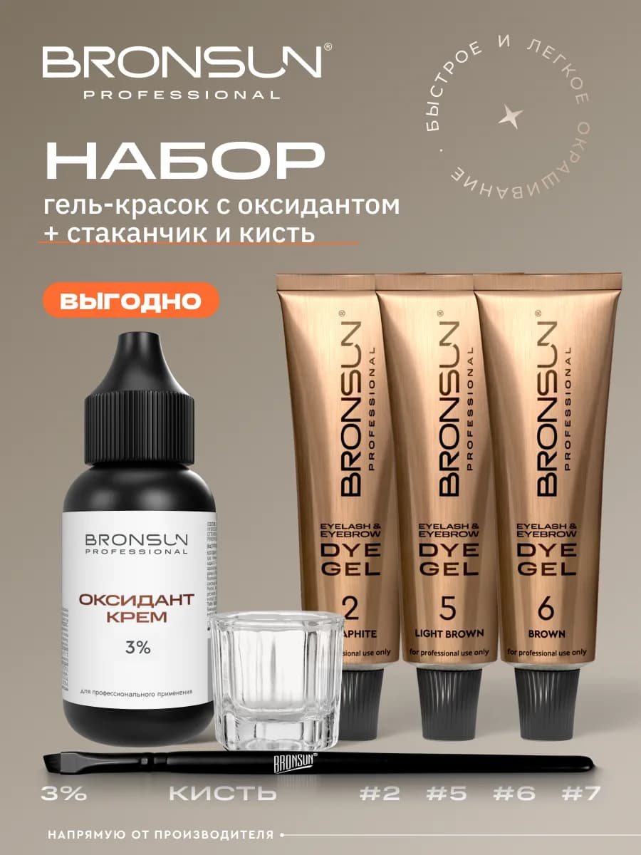 Набор краска для бровей и ресниц, кисть и оксидант