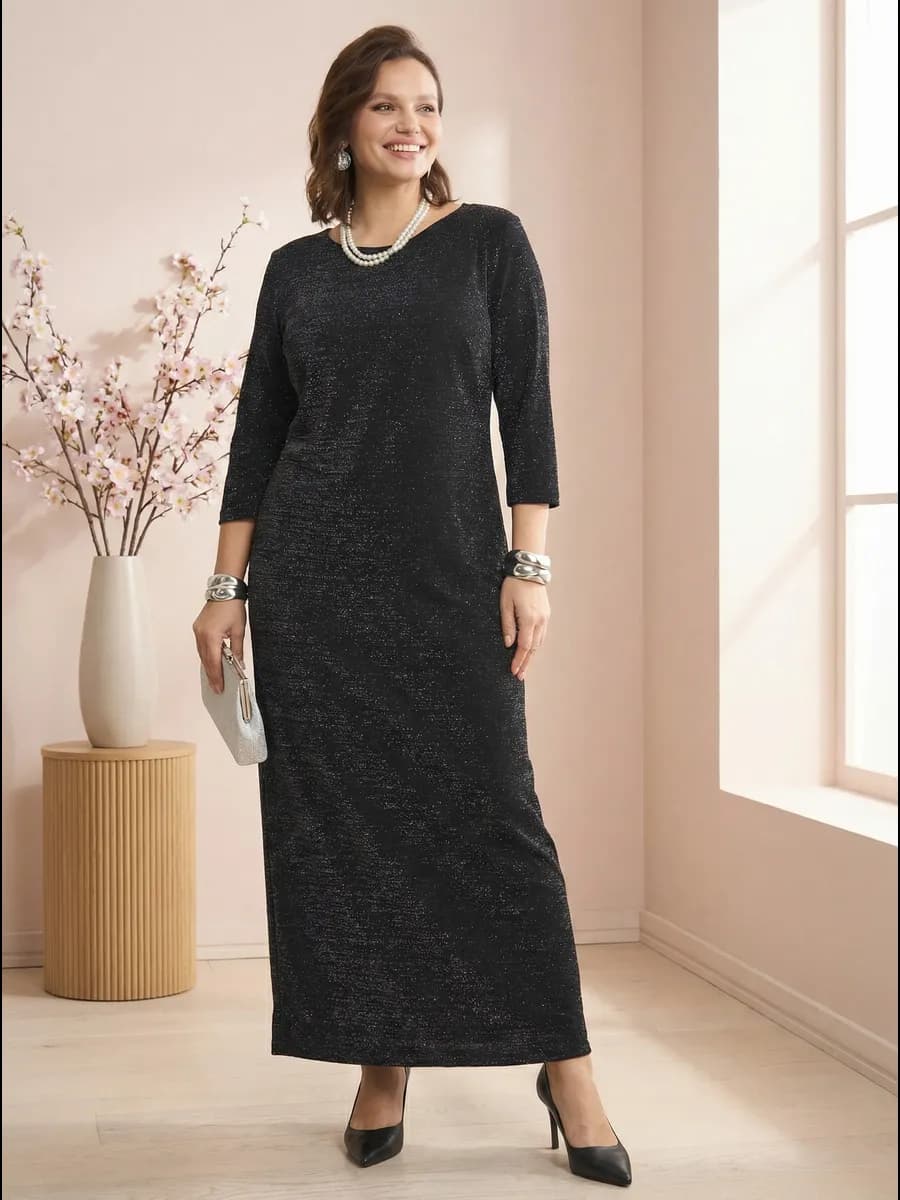 Платье вечернее с блеском больших размеров