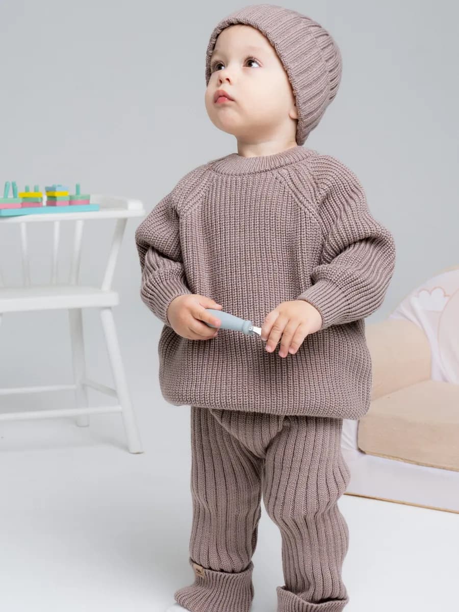 Костюм детский вязаный теплый комплект 3 в 1