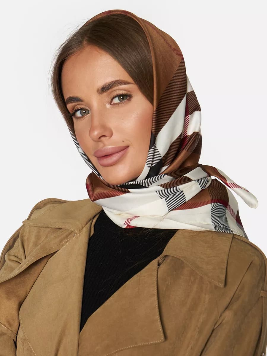 Платок женский на голову на шею для храма шелковый