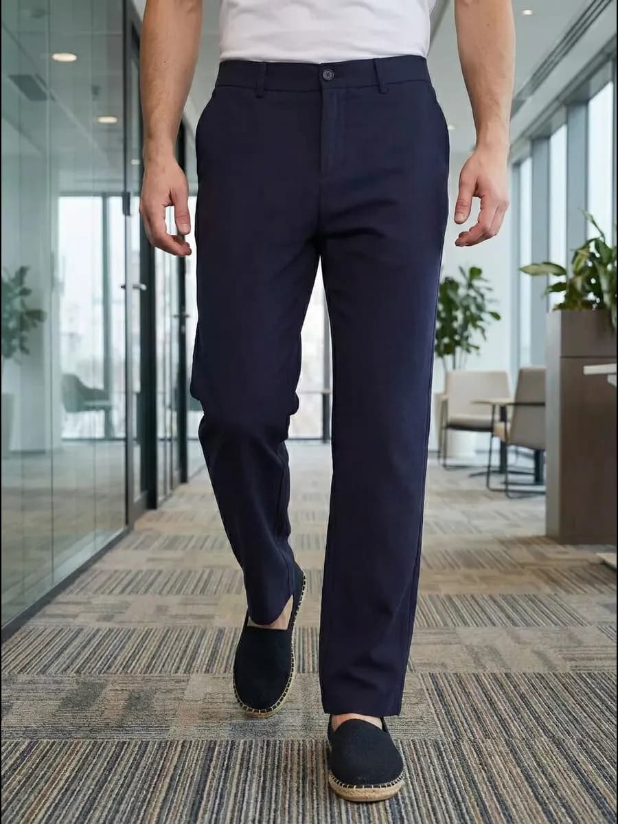 Брюки смесовый лен прямые