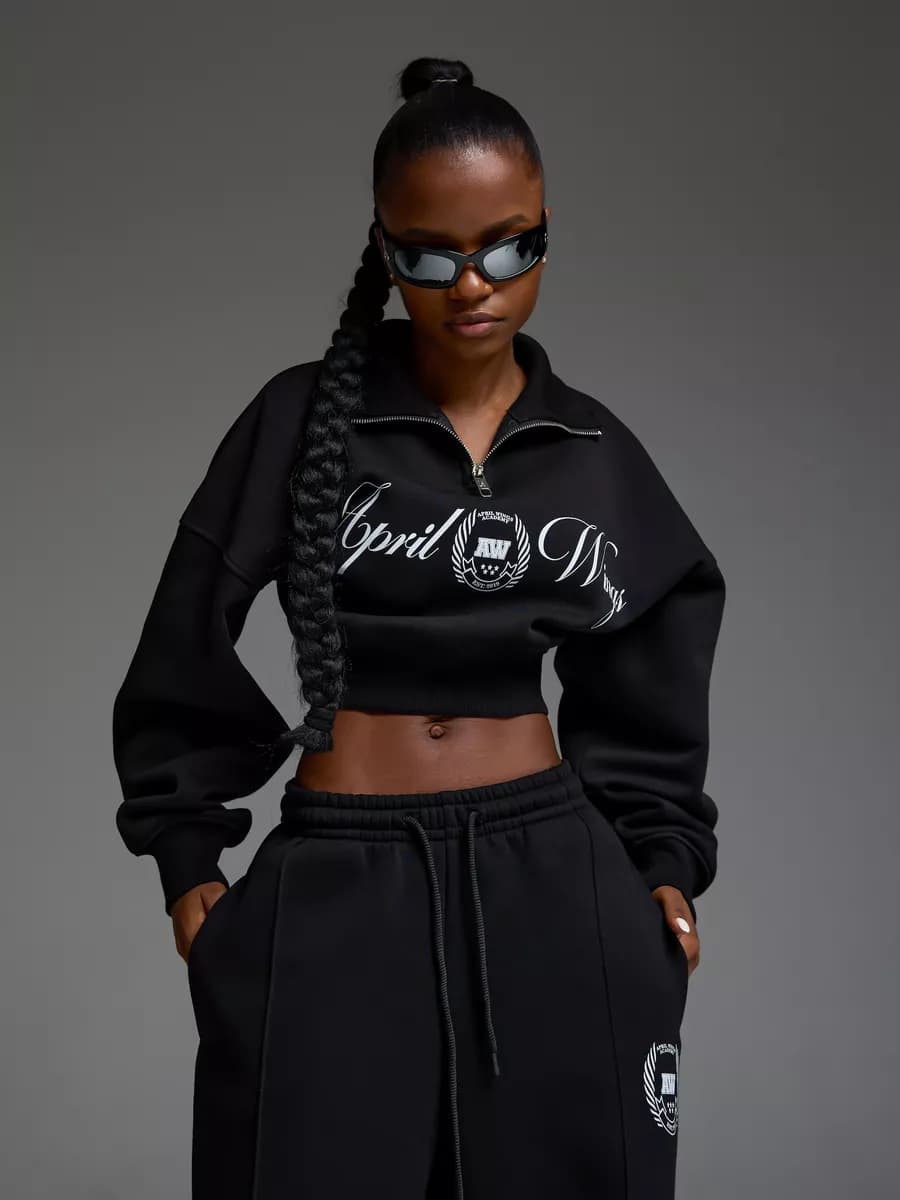 Свитшот оверсайз укороченный с начесом с принтом