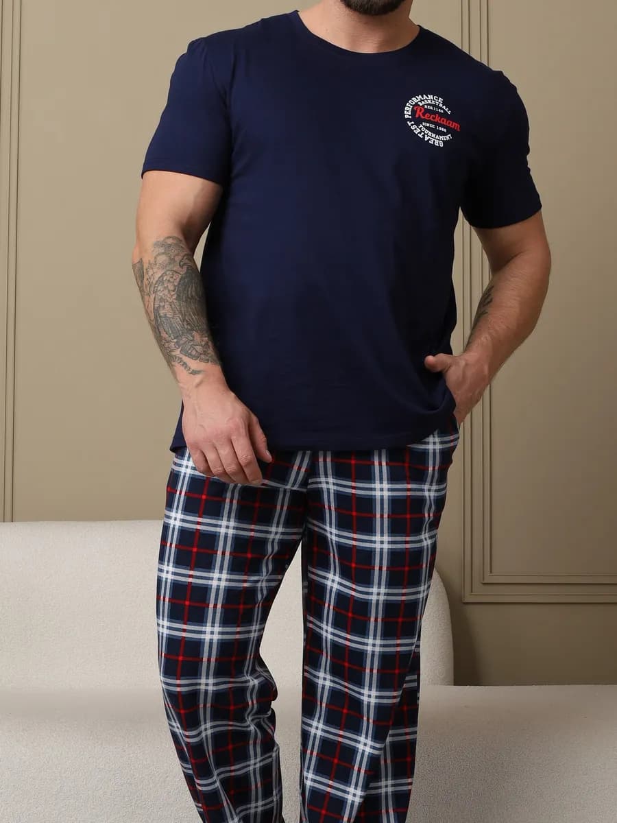 Домашний летний костюм с брюками трикотажный