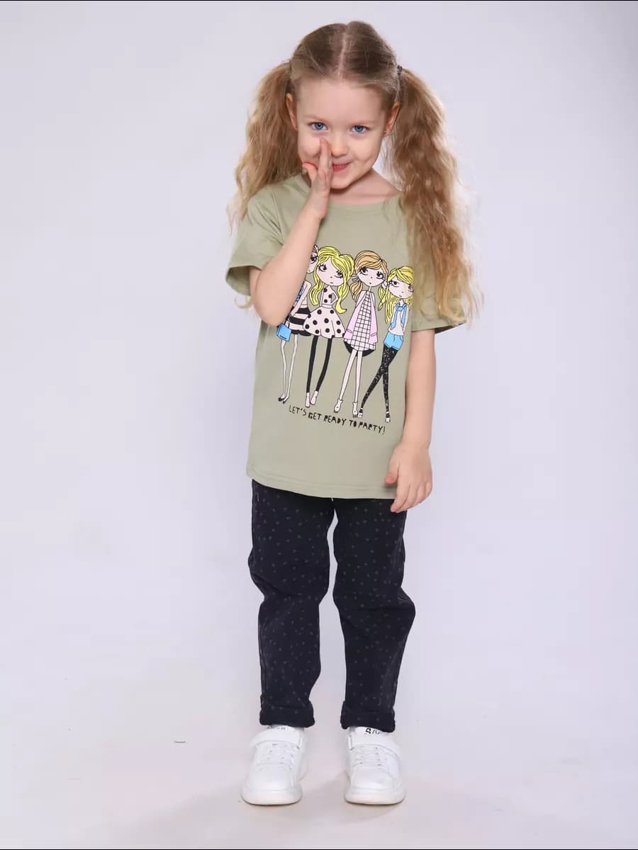 Футболка детская с принтом для девочки летняя хлопок