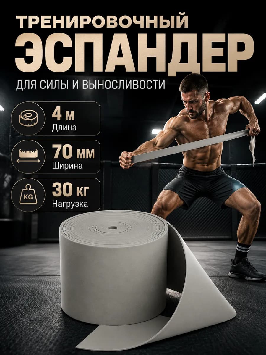 Эспандер бинт, жгут ленточный для тренировок, 4 метра