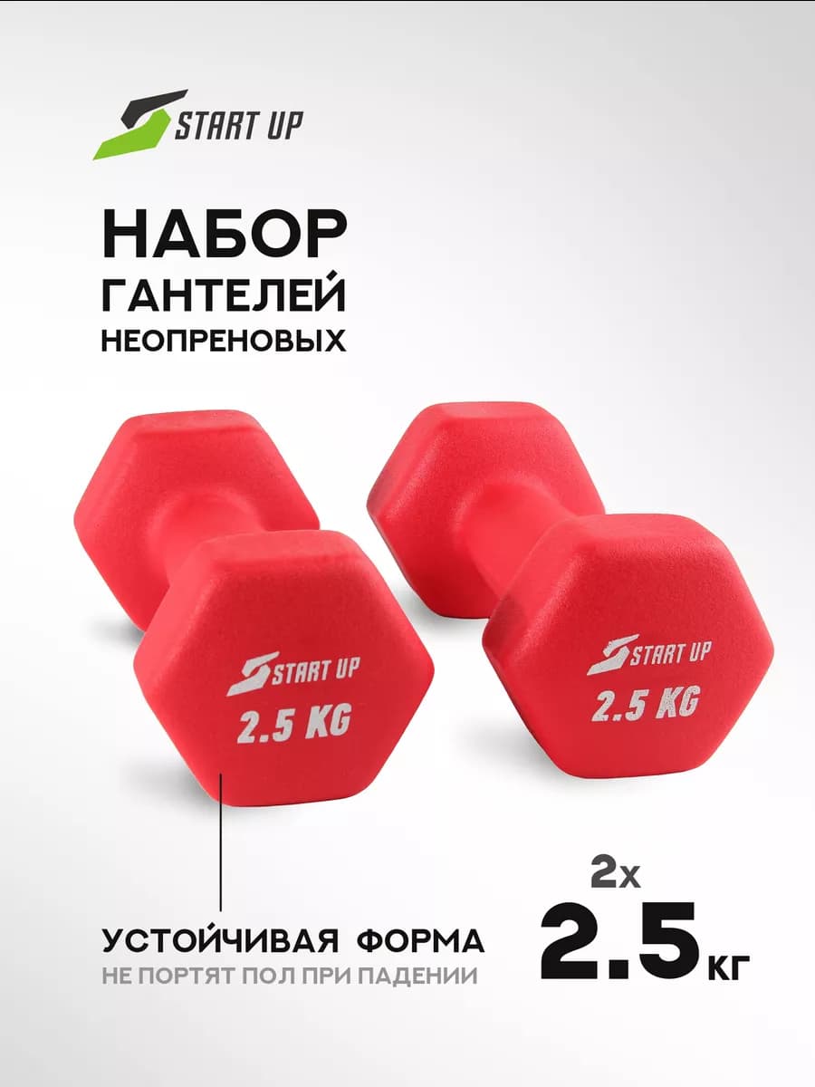 Гантели для спорта и фитнеса неопреновые 2,5 кг 2 шт