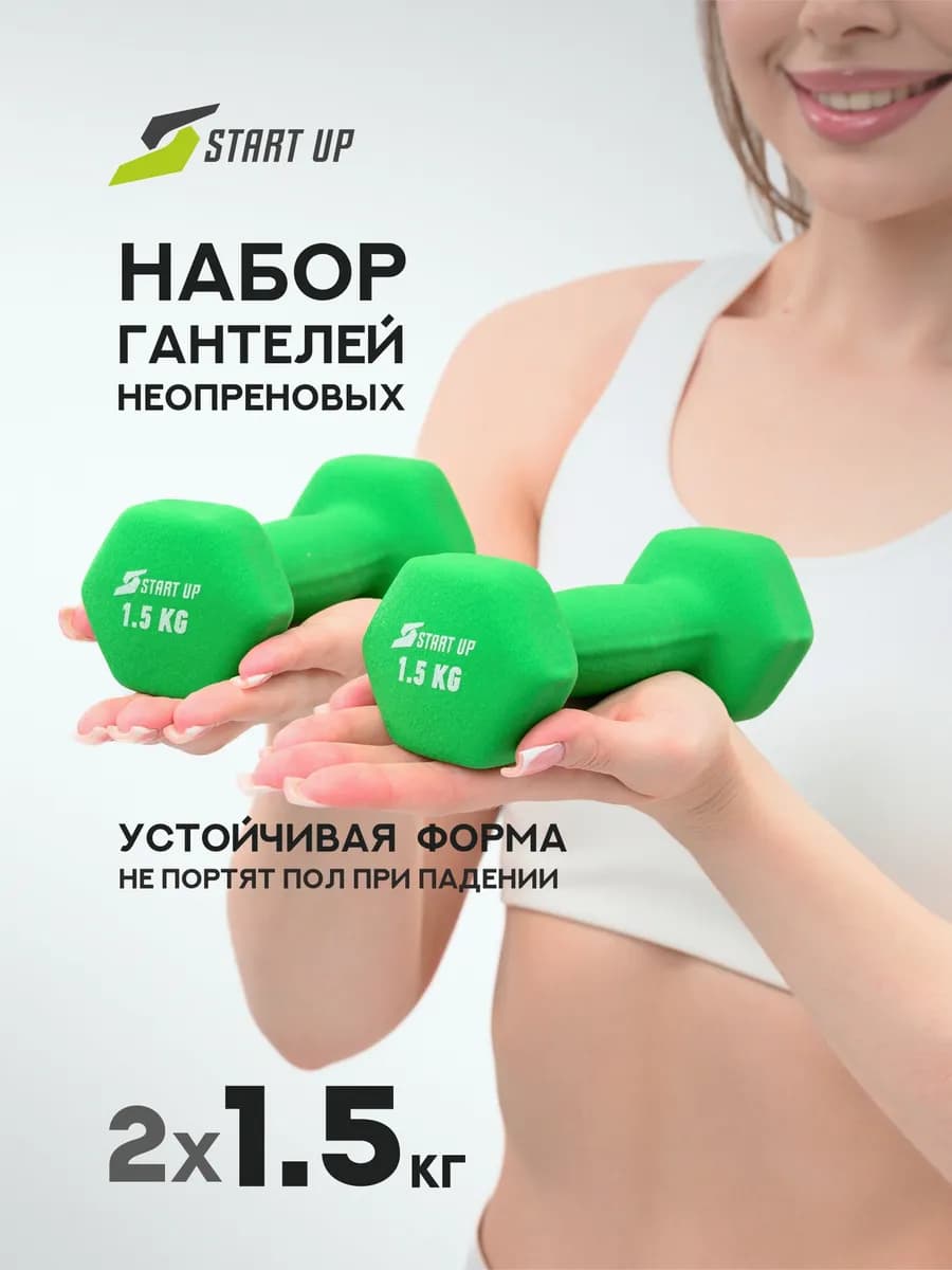 Гантели для спорта и фитнеса неопреновые 1,5 кг 2 шт