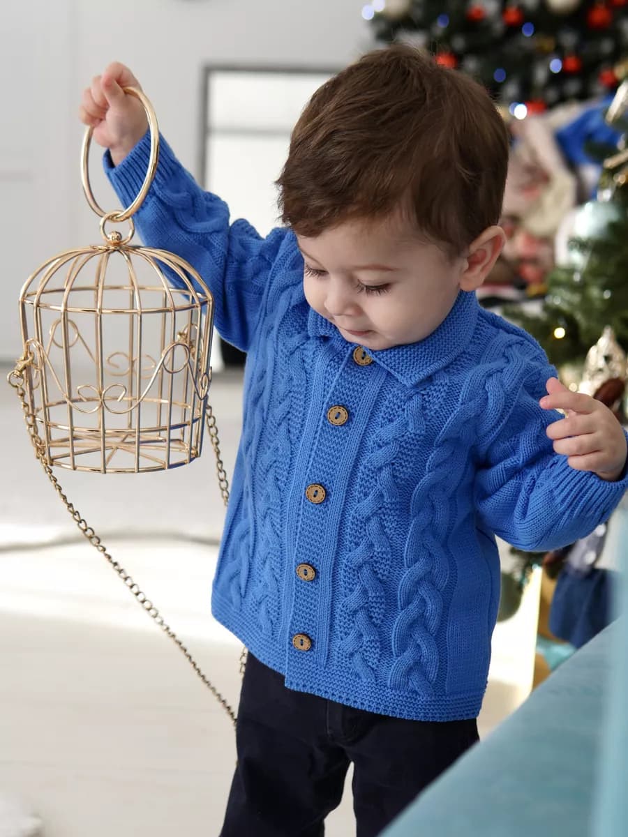 Кардиган кофточка вязаная для малышей и новорожденных - фото 1