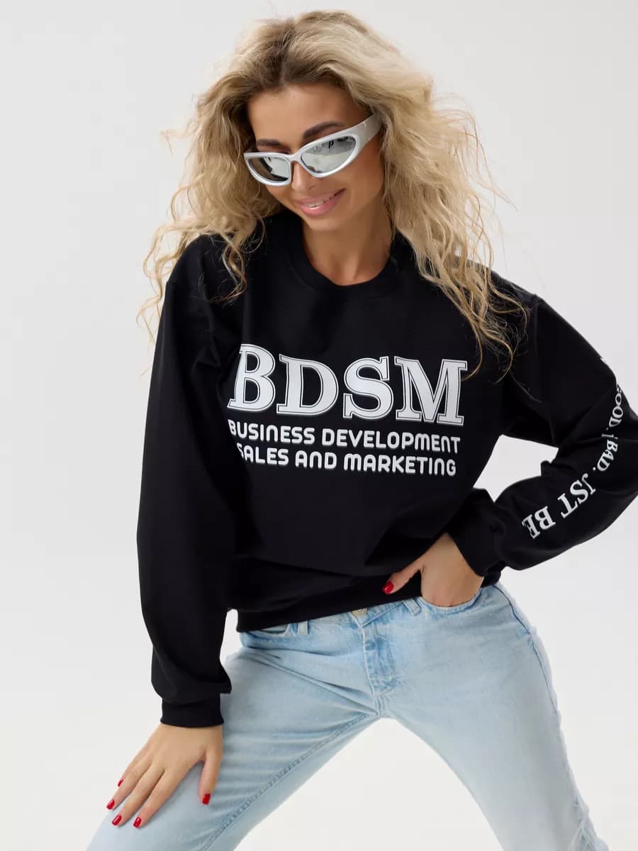 Свитшот оверсайз хлопковый трикотажный