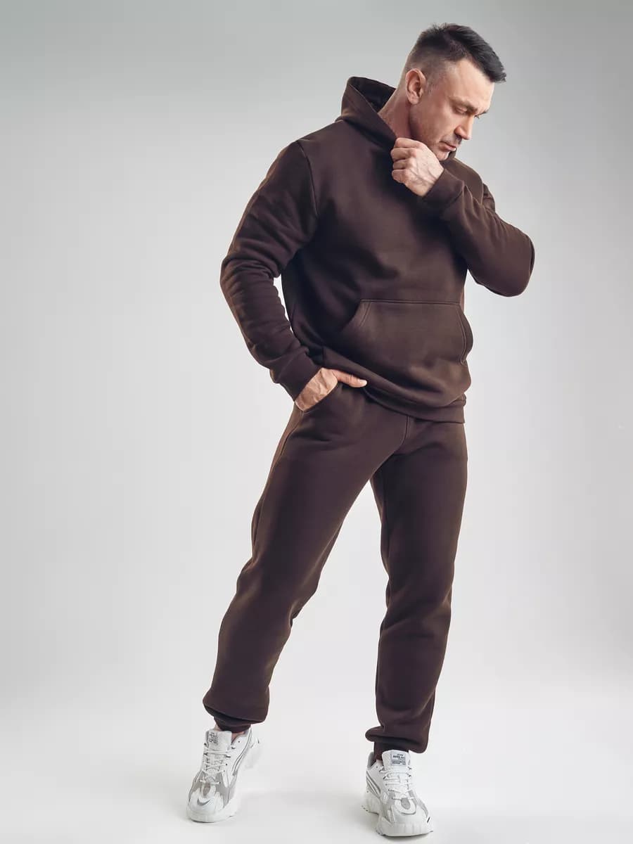 Спортивный костюм теплый с начесом на флисе с капюшоном