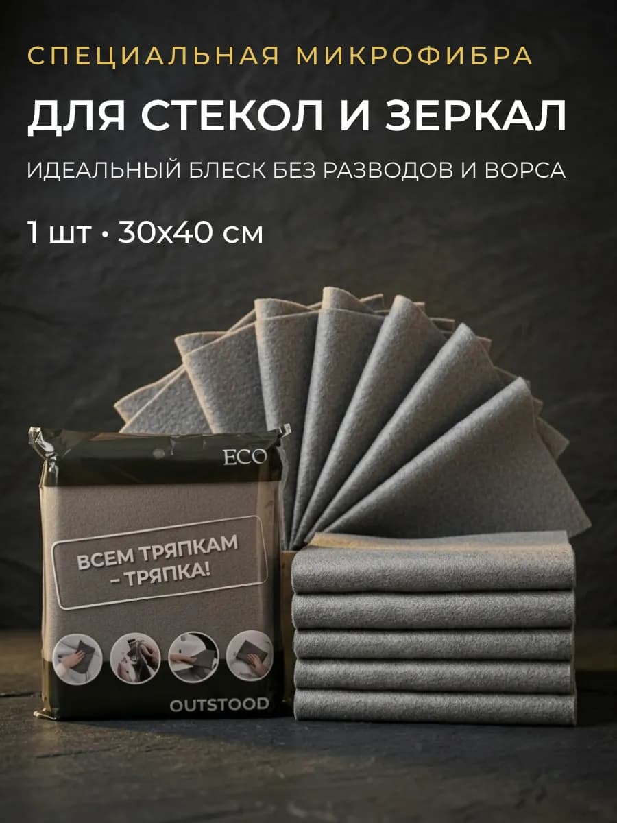 Умная тряпка для уборки стекол и зеркал без разводов и ворса