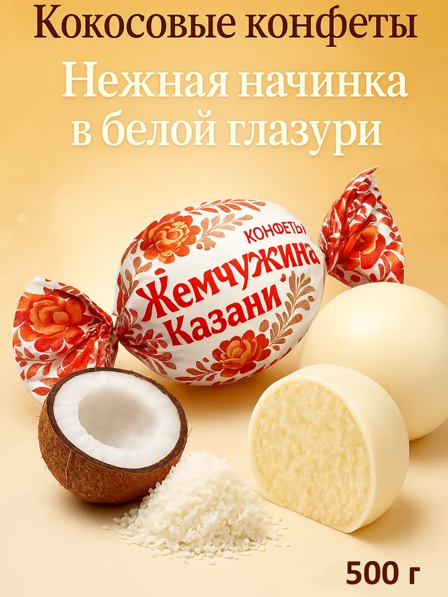 Кокосовые конфеты в белой глазури 500 гр