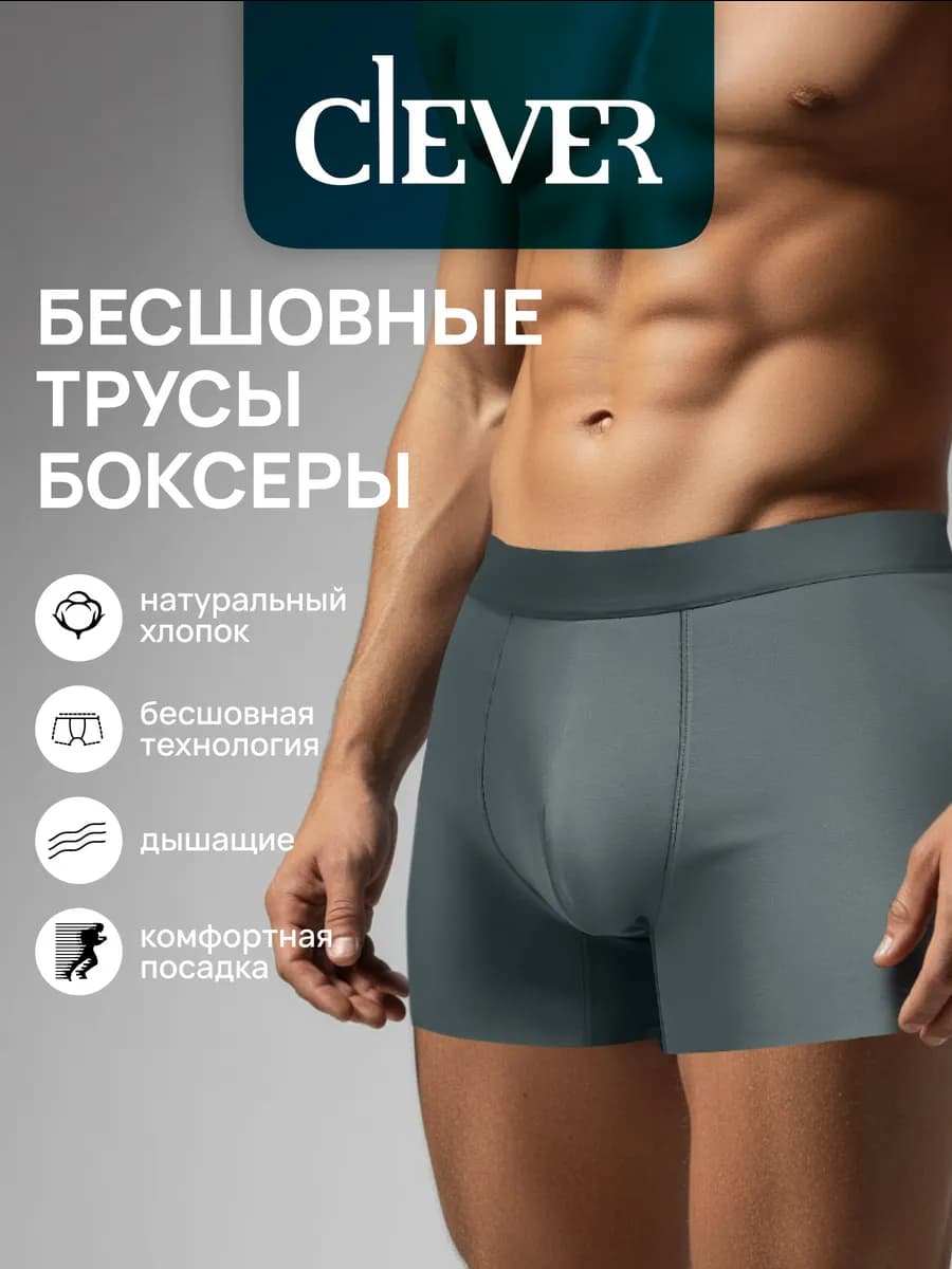 Трусы мужские боксеры бесшовные хлопок дышащие классические