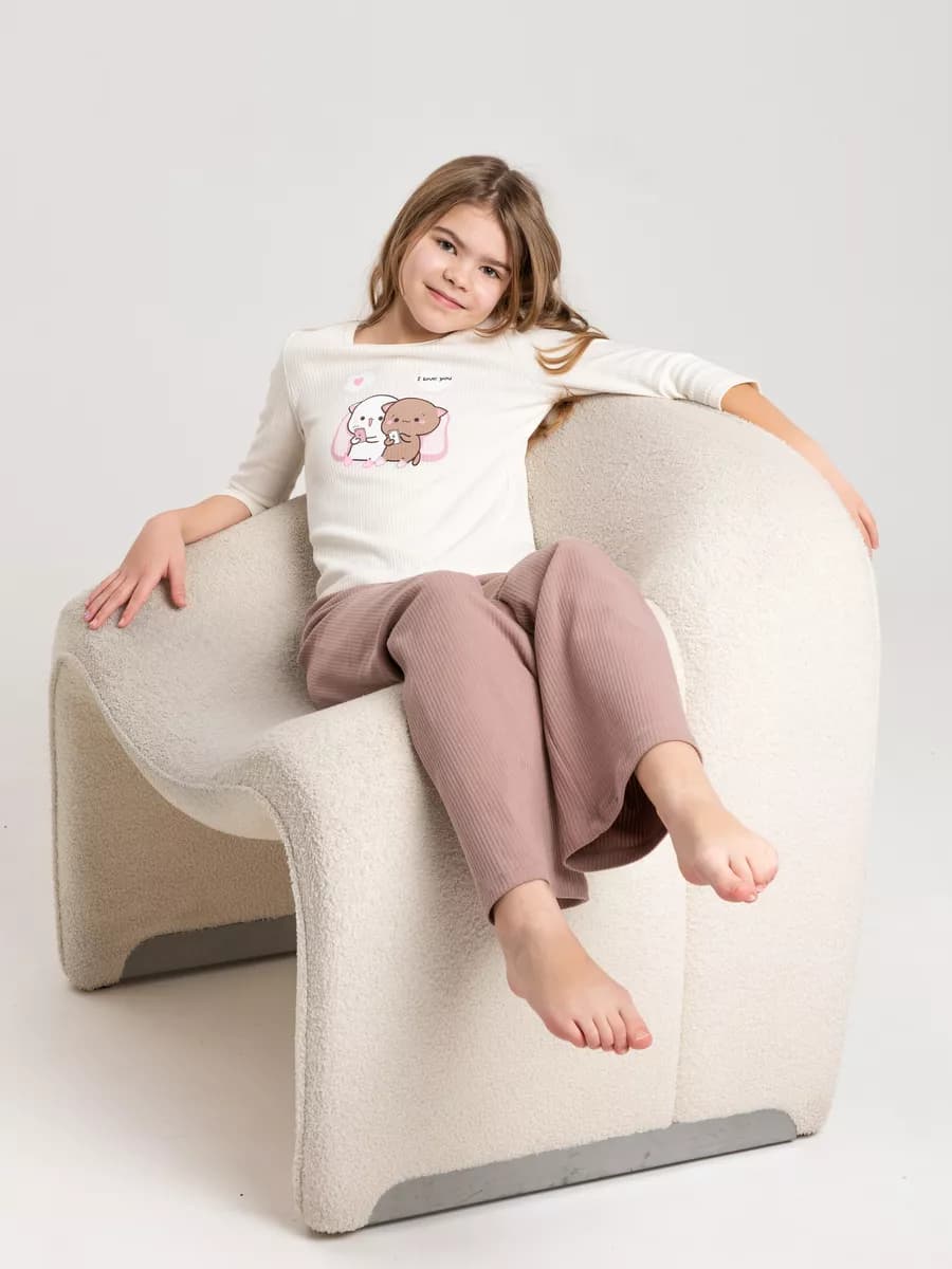 Пижама для девочки со штанами. Хлопок